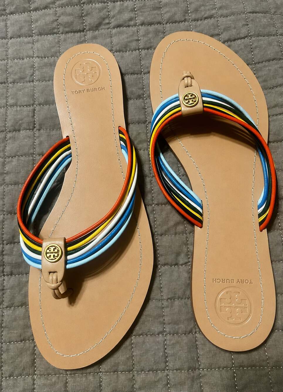 Tory Burch Multi-Color Leather Miller Thong Sandals Size 8